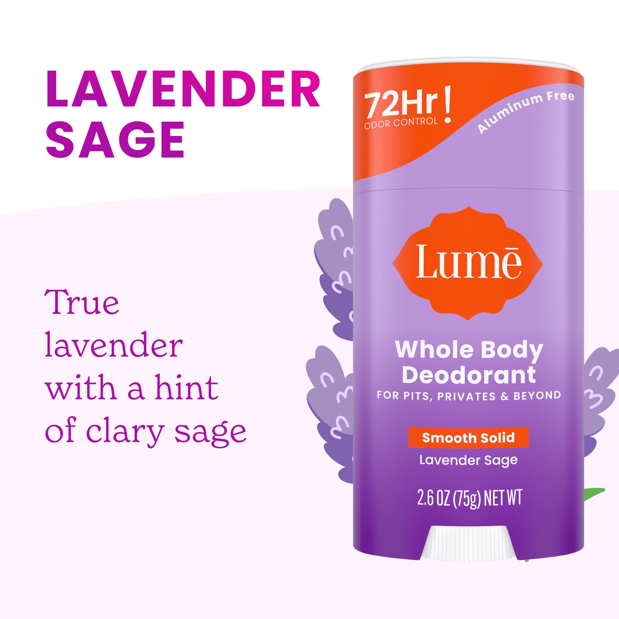 Lume 72-hour odor control packaging emphasizes long-lasting freshness potential.