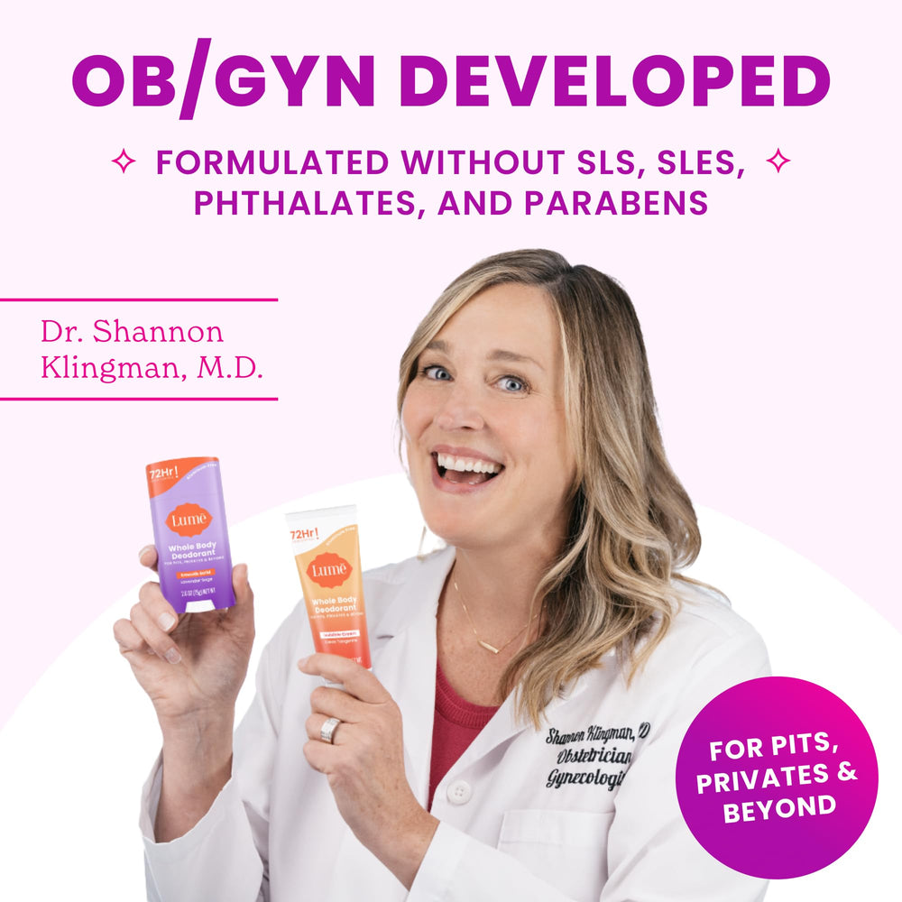 Application on skin showing cleansing of odor-prone areas with Lume Bar