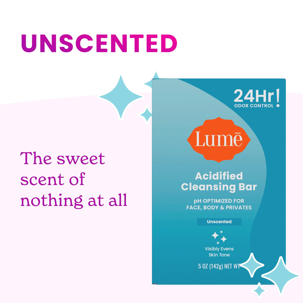 Lume Acidified Cleansing Bar SLS-Free communicates absence of harsh sulfates for gentler cleansing