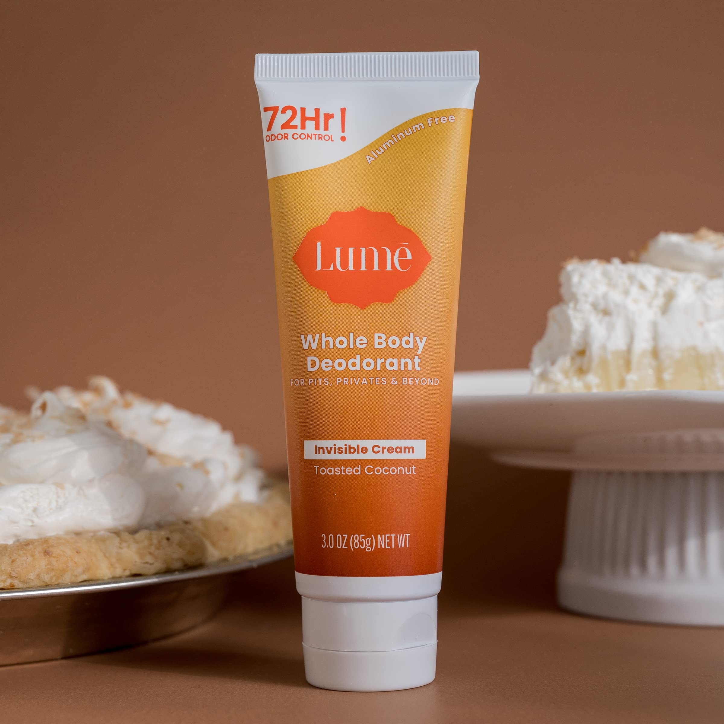 Lume aluminum-free baking-soda-free label emphasizes skin-safe formulation
