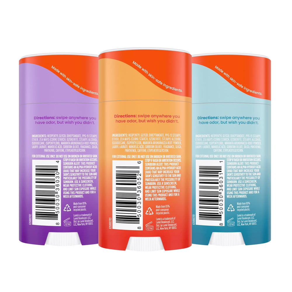 Lume aluminum-free and baking soda-free formula on skin.