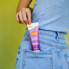 Lume aluminum-free baking-soda-free formula, gentle on sensitive skin.