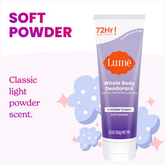 Lume application closeup reveals lotion like texture for quick absorption.