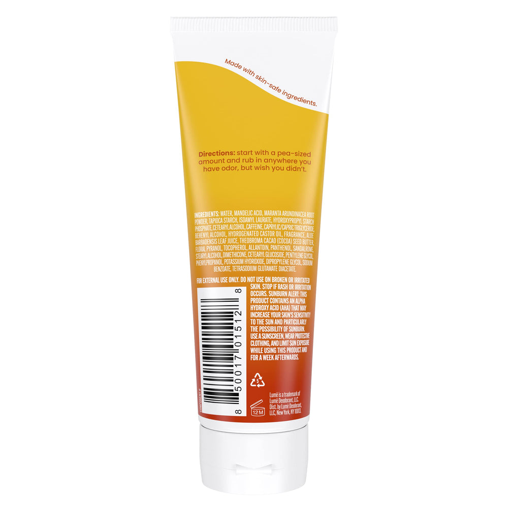 Lume application pea-sized amount demonstrates easy rub-in and controlled application