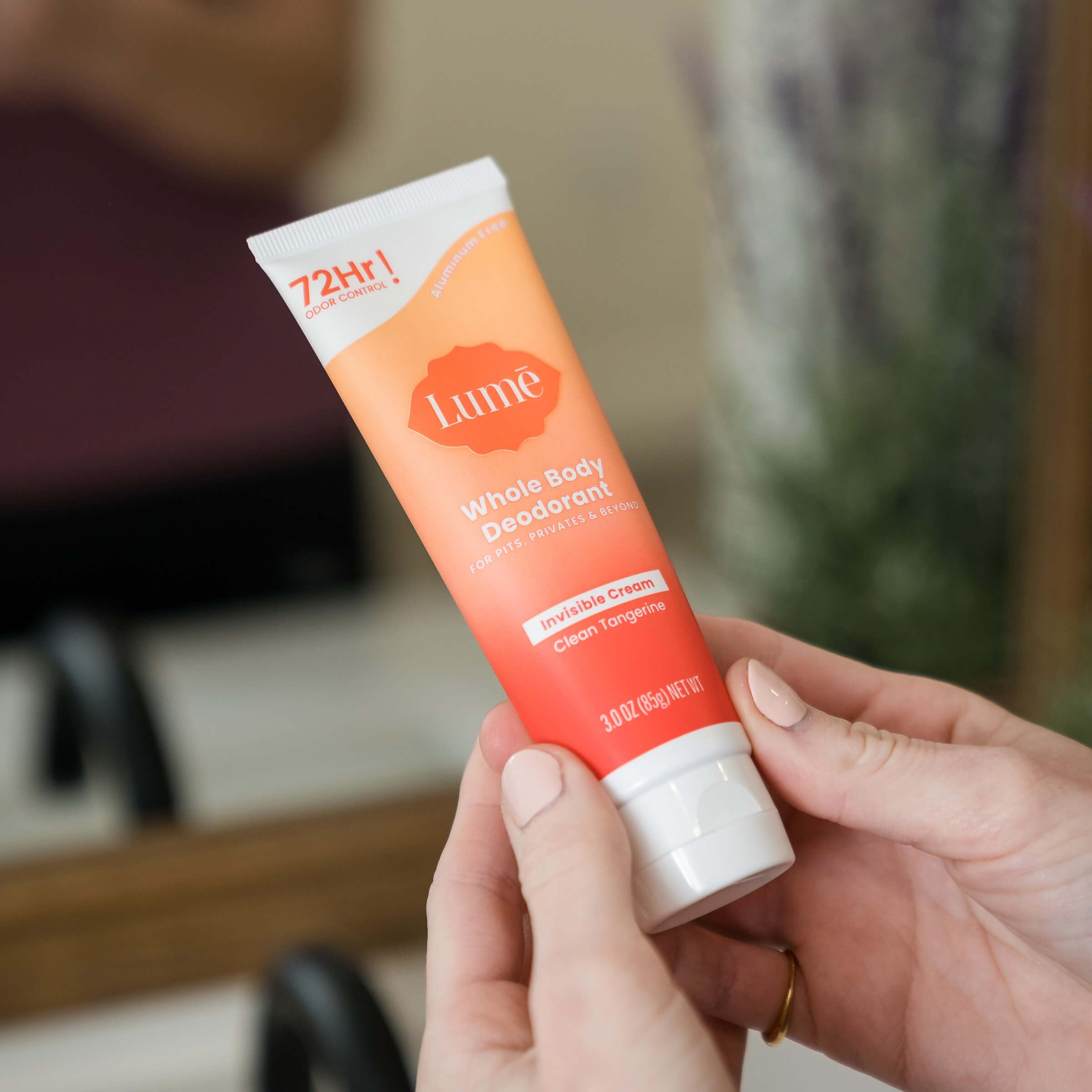 Lume application underarm demonstrating quick rub-in for invisible coverage.