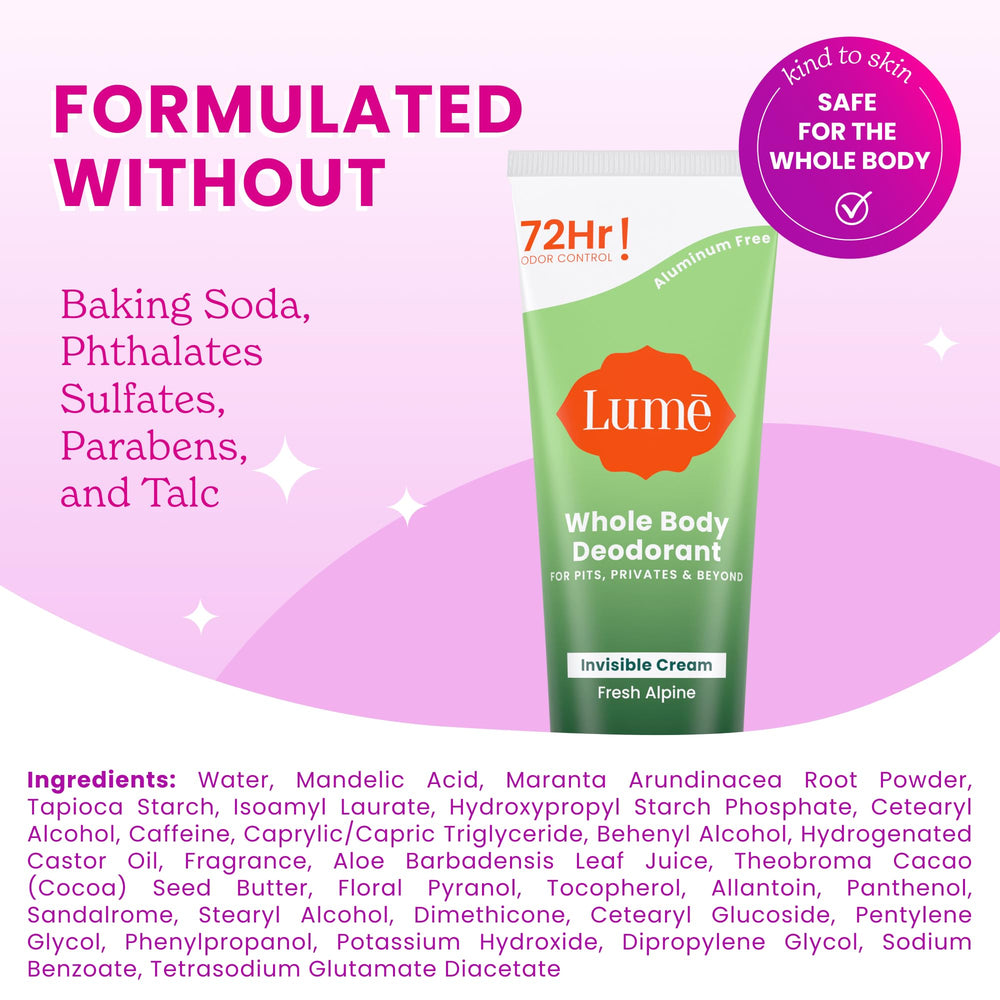 Lume applied to underarm area for all-day odor control