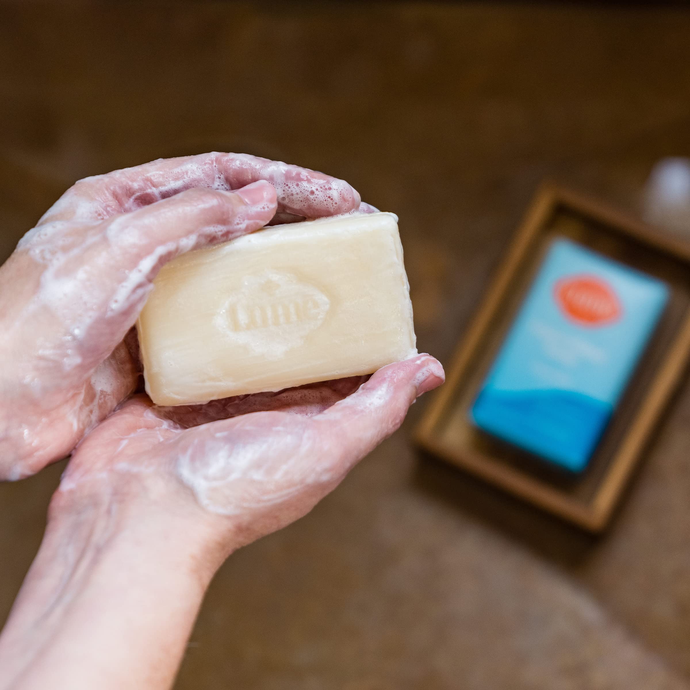 Lume unscented bar soap pack of four for daily odor control.
