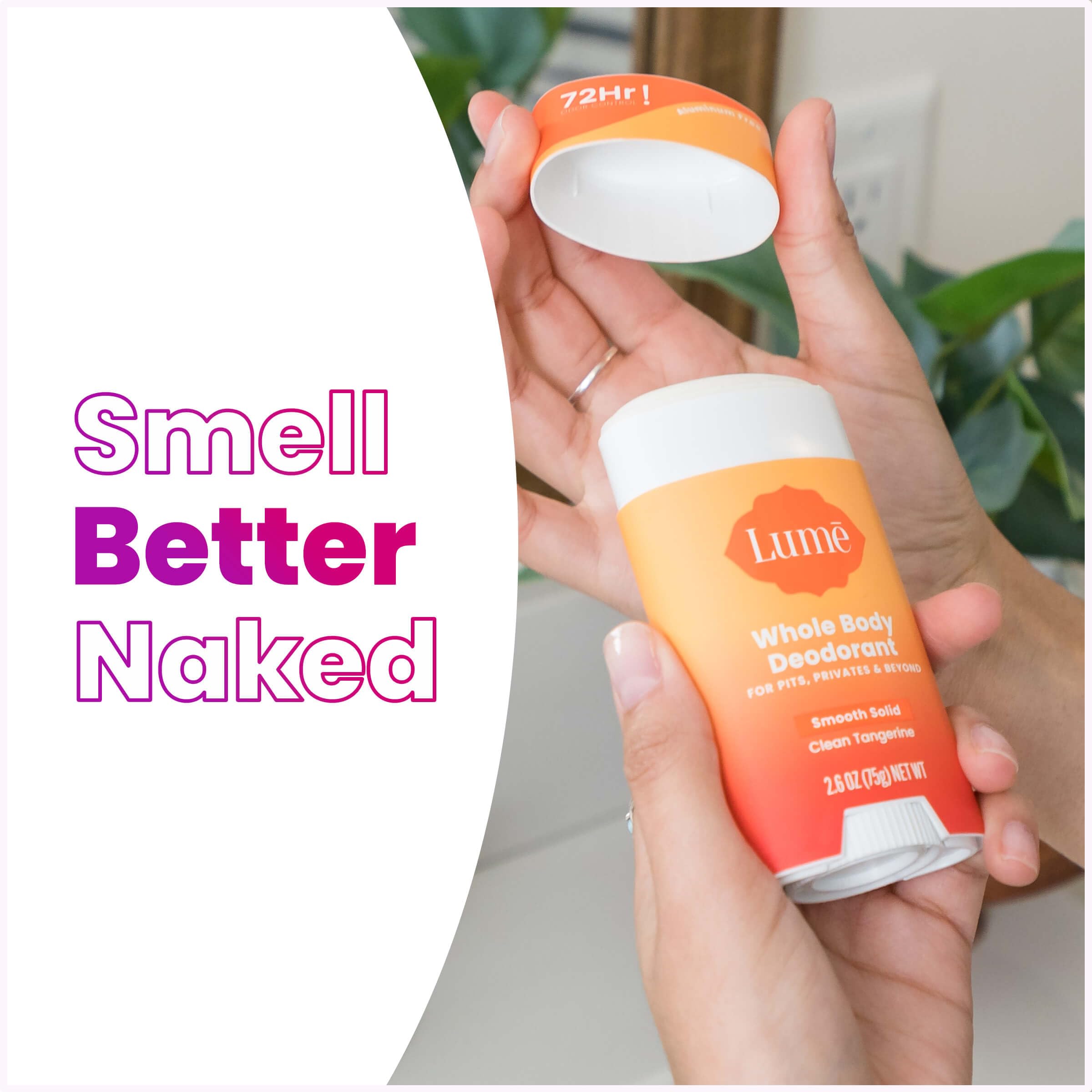 Lume Clean Tangerine gift set on display with uplifting citrus scent.