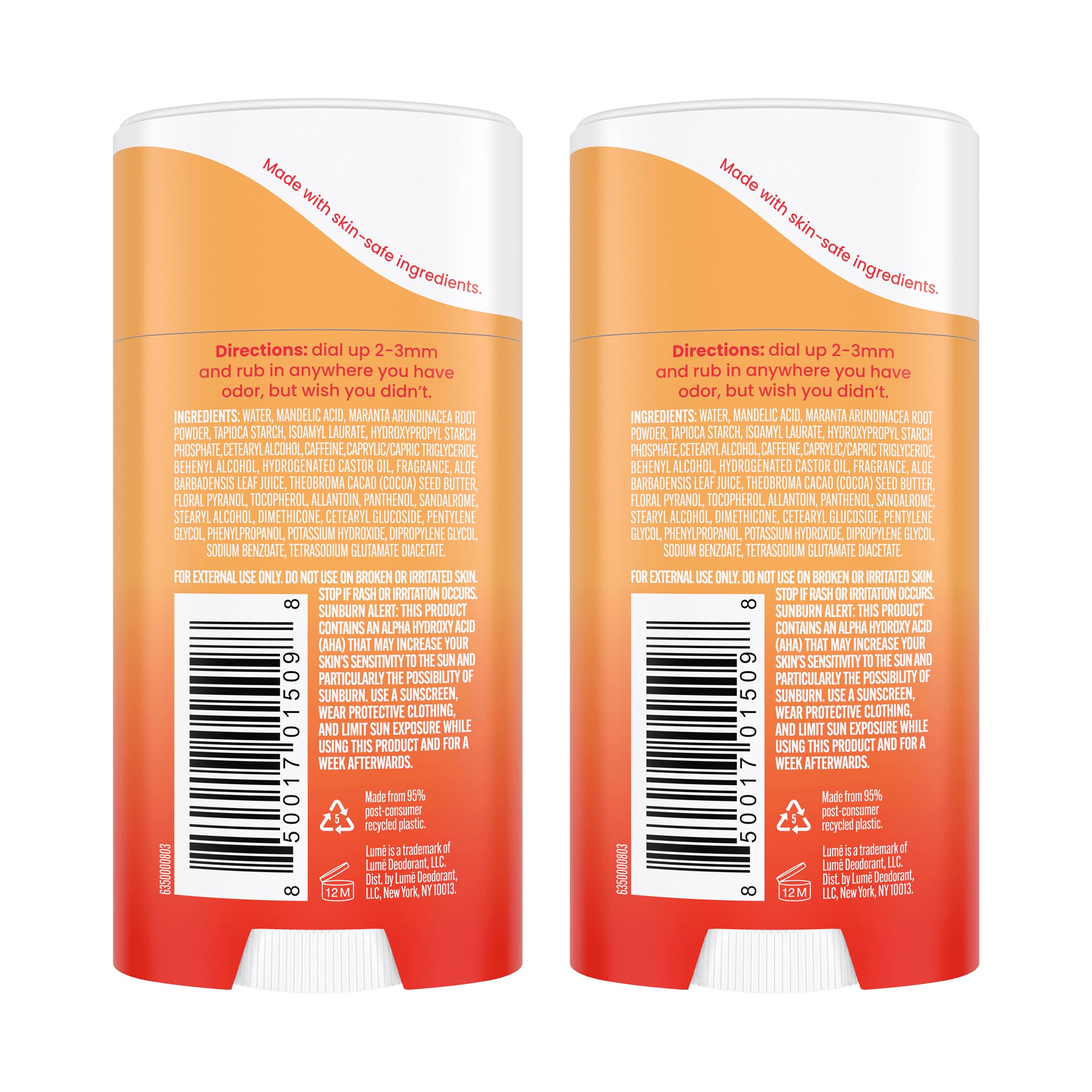 Lume Clean Tangerine scent packaging offers bright citrus fragrance for daily wear.