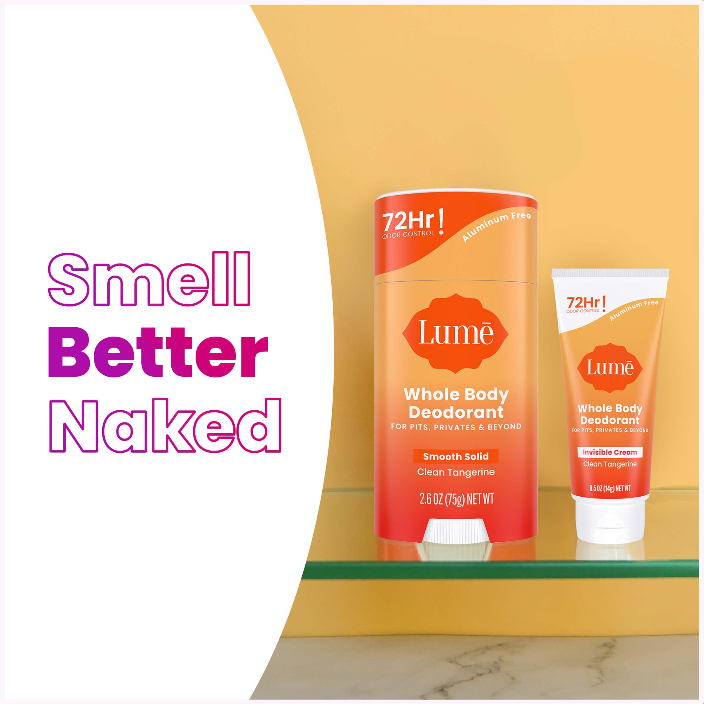 Lume clean tangerine scent wheel shows refreshing citrus notes with non-irritating formula