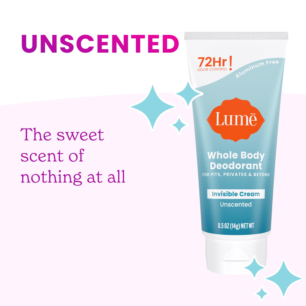 Lume clinically proven odor-blocking claim illustrated as all-day confidence.