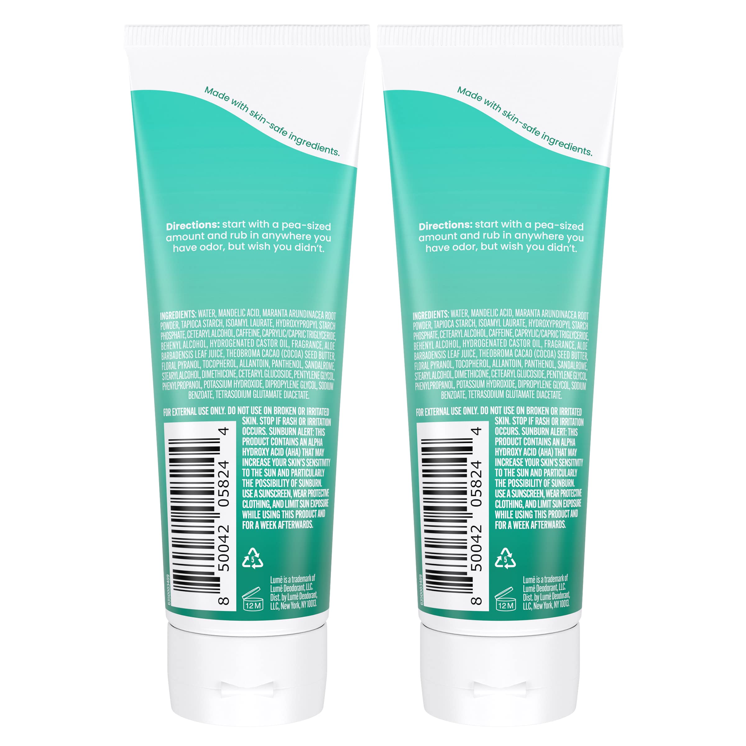 Lume cream texture close-up—smooth, non-greasy rub-in for any body area.
