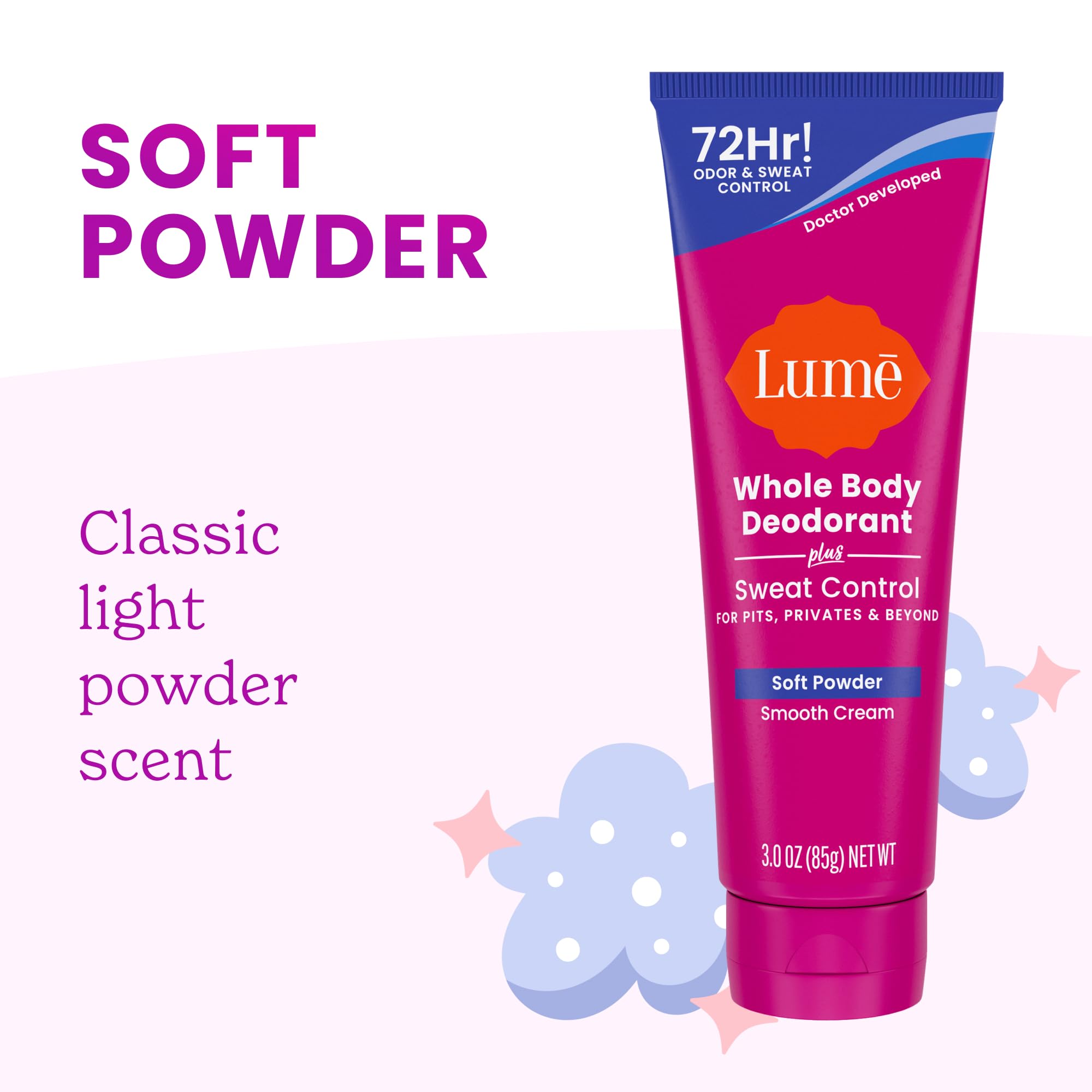 Lume application areas feet illustrates odor control beyond underarms