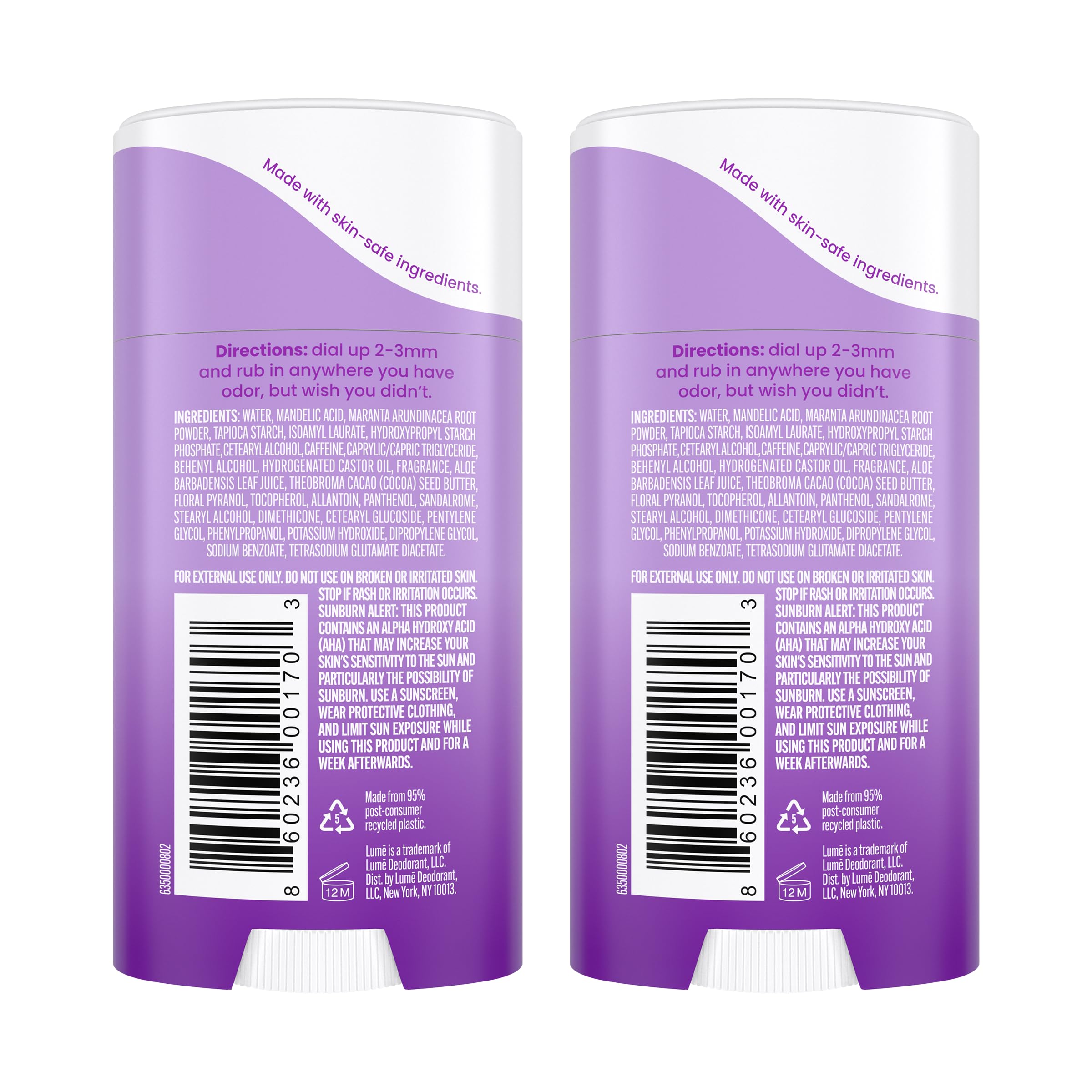 Lume Deodorant Cream Stick texture rub-in demonstrates lotion-like feel for everyday freshness.