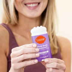 Lume Deodorant Cream Stick private parts application shows safe, gentle external use.