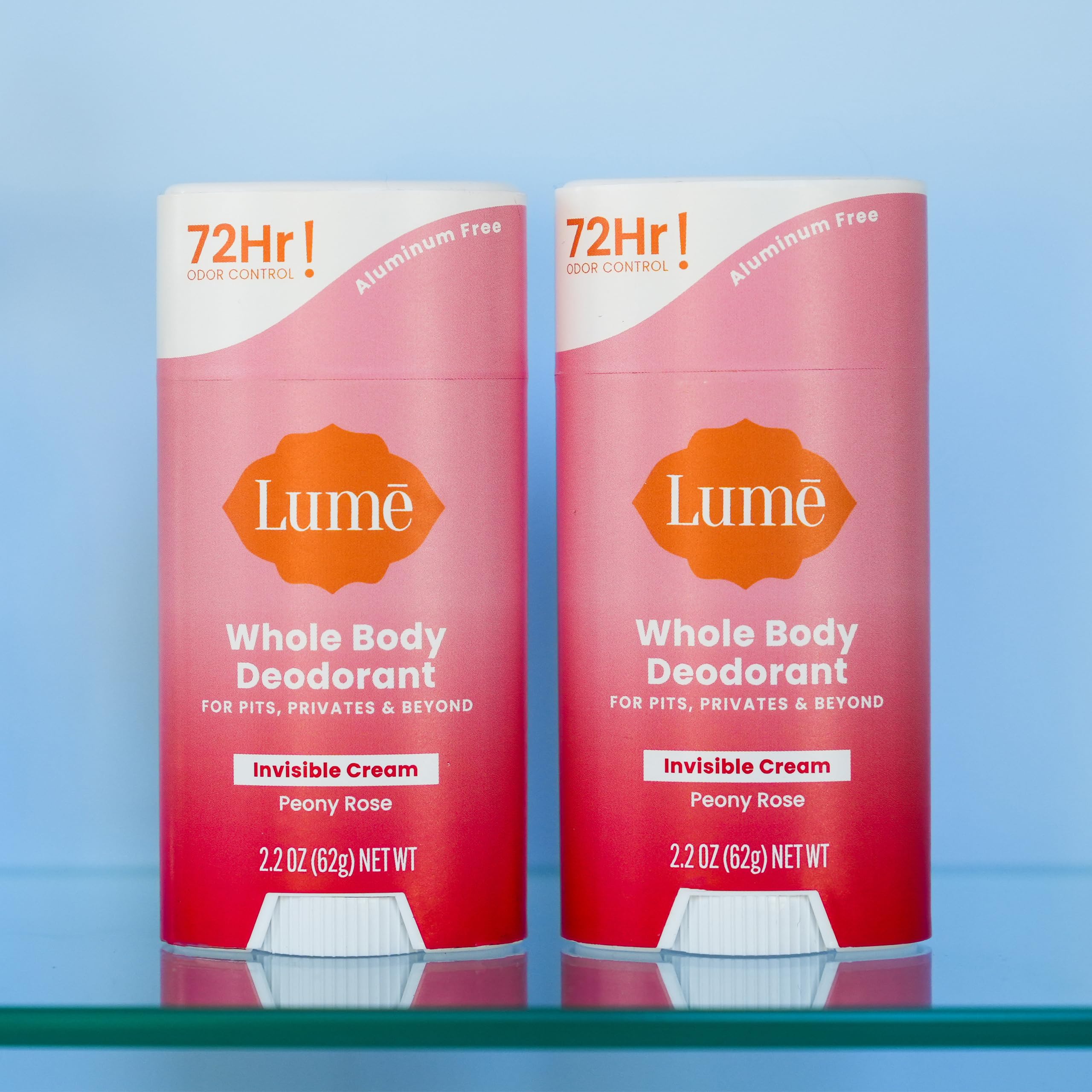 Lume two-pack packaging emphasizes value and convenience for ongoing use.