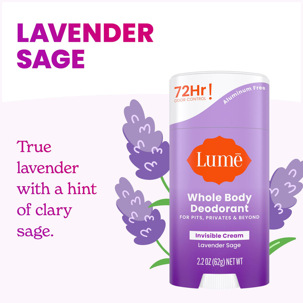 Lume Deodorant Cream Stick underarms visible for smooth application and odor control.