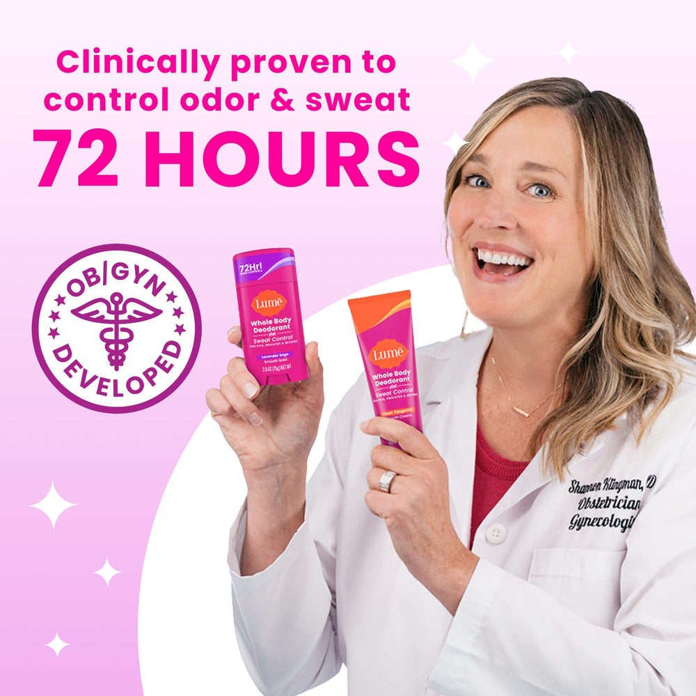 Lume Deodorant Plus compact bottle for easy daily underarm application.