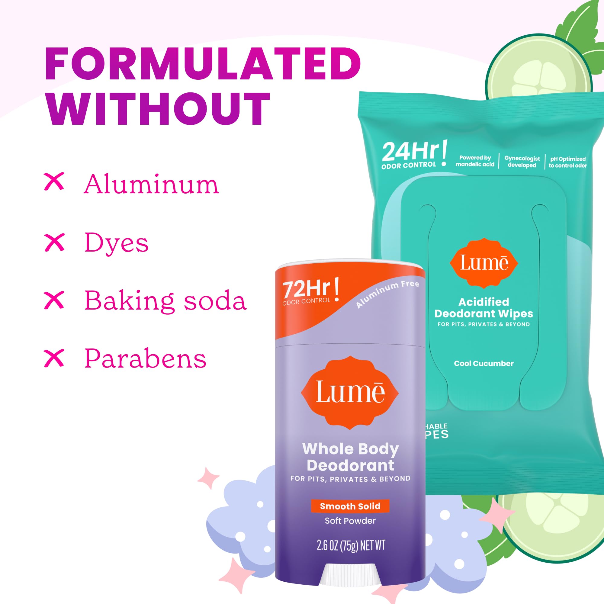 Lume deodorant applies easily to underarms for daily odor protection.