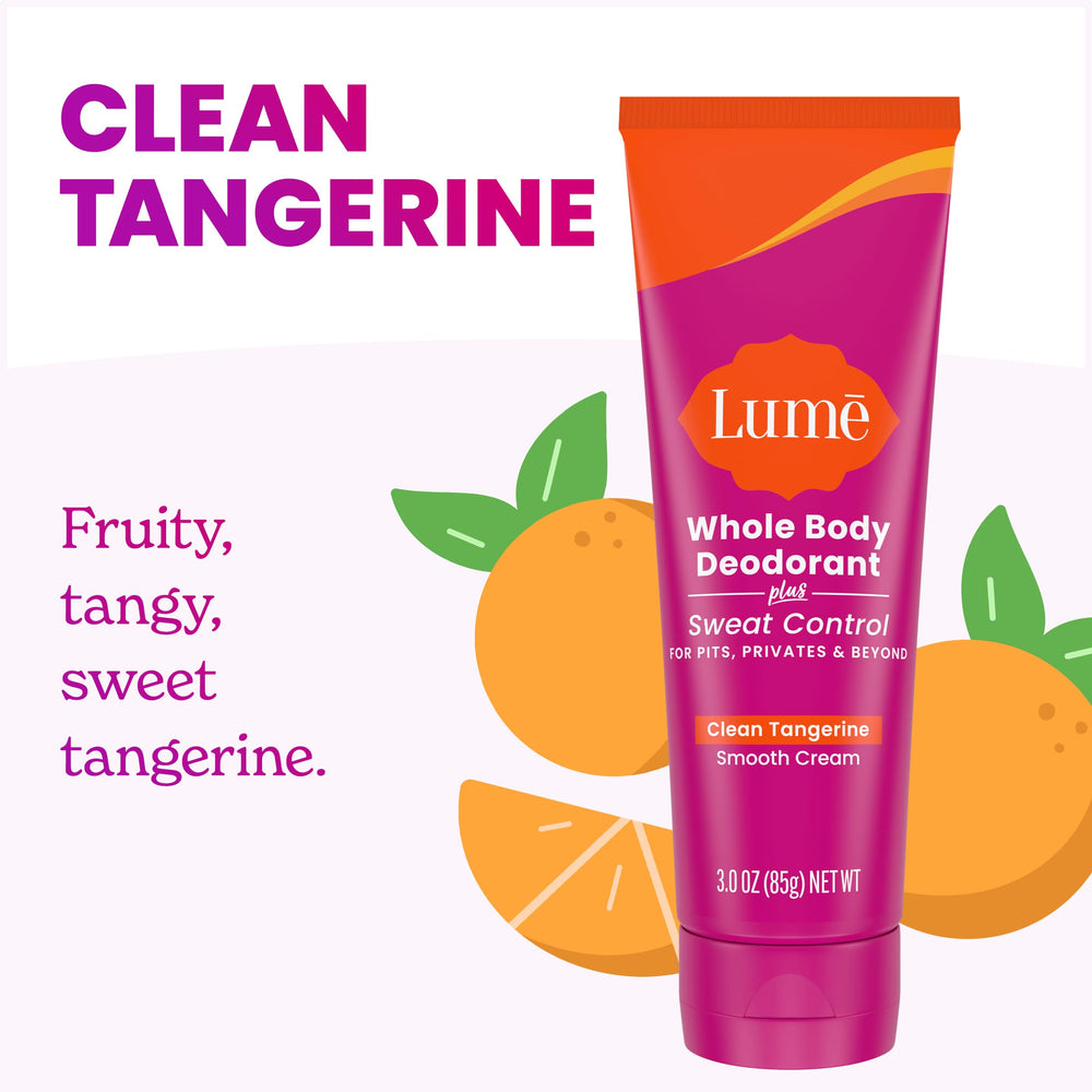 Lume doctor-developed hypoallergenic deodorant suitable for external use across body.