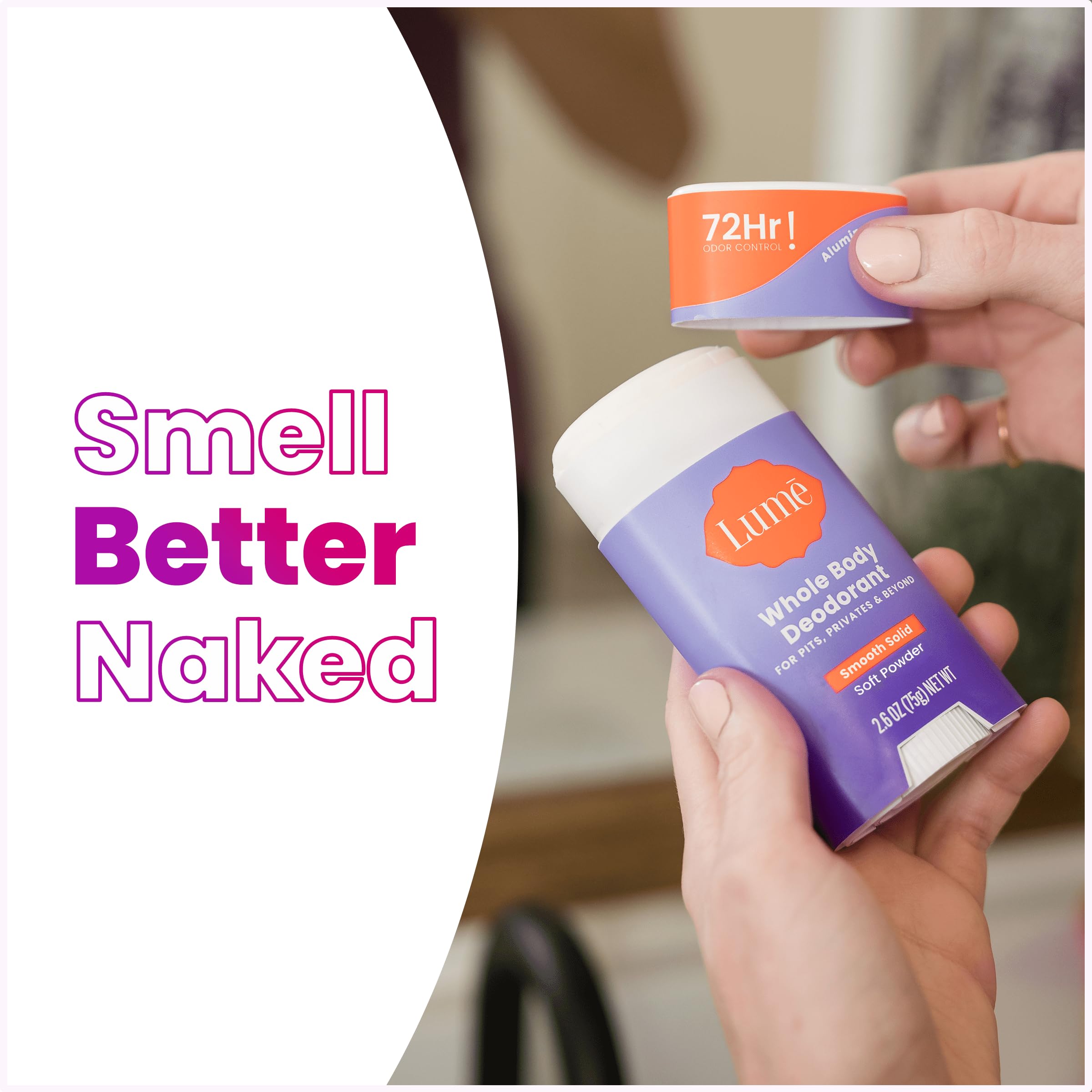 Lume everyday freshness demonstration on body for confidence.