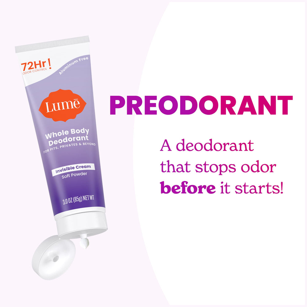 Lume foot application demonstrates odor control for feet.