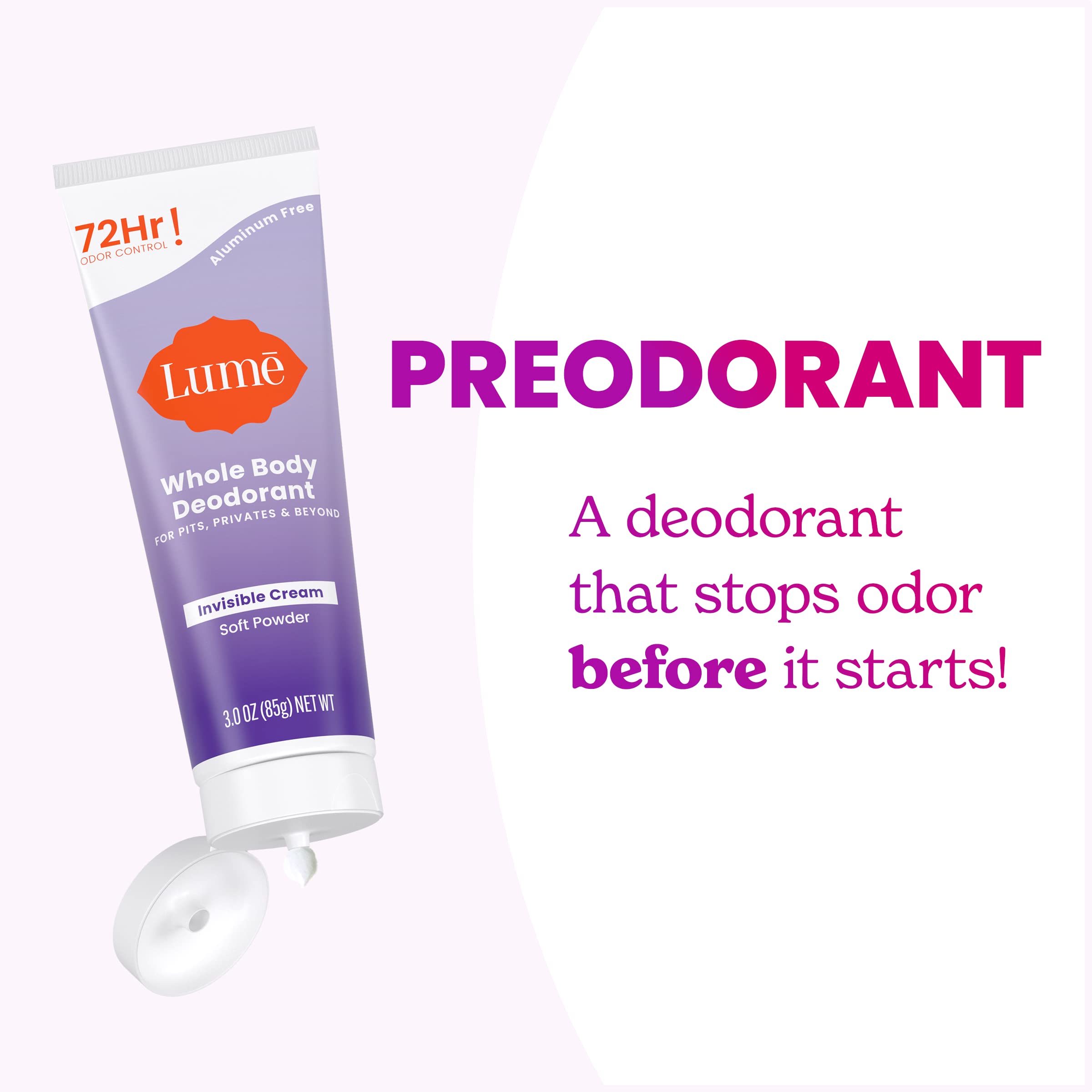 Lume foot odor-control portrayal for all-day freshness.