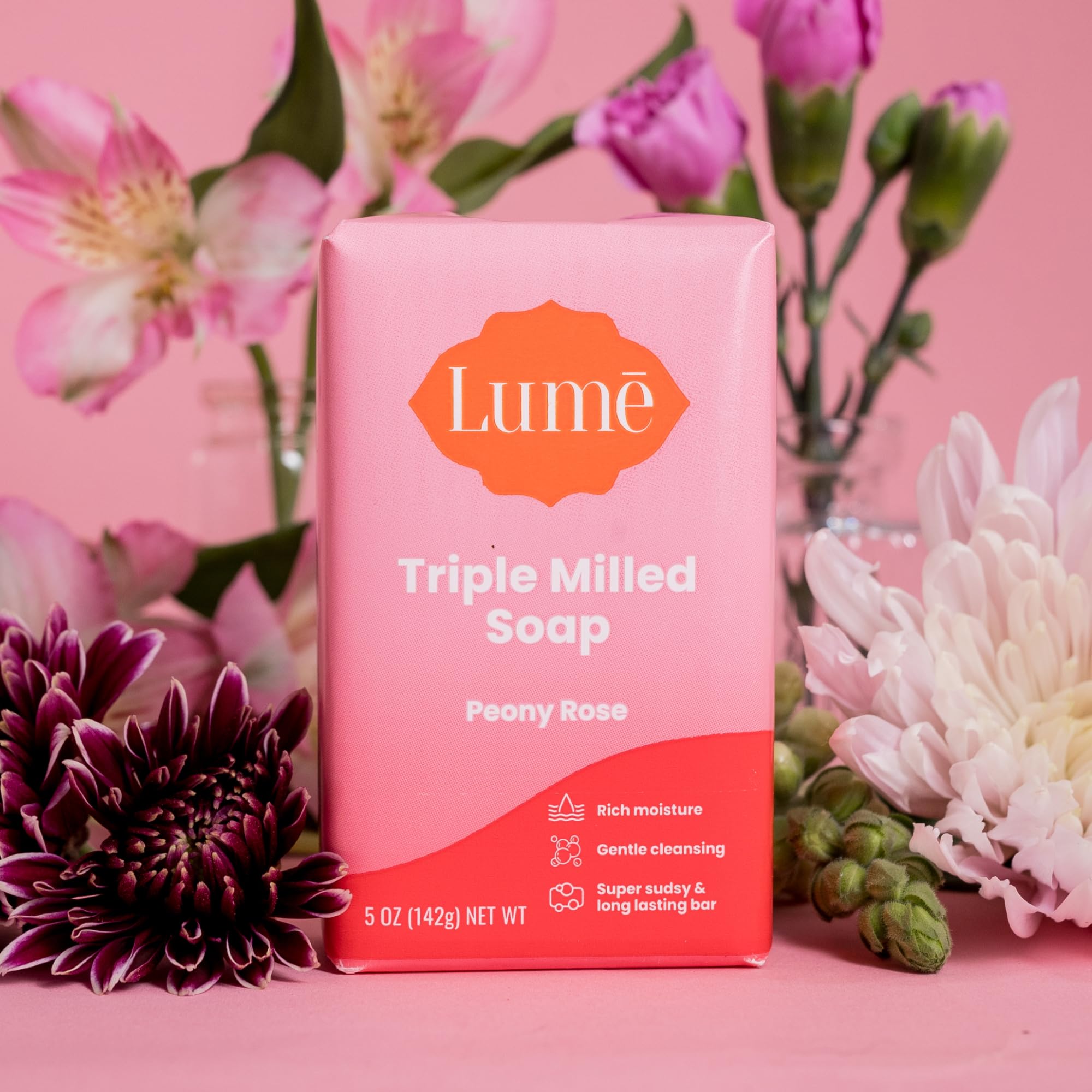 Lume four-pack of 5-ounce bars displayed for home use and sharing.