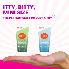 Lume Fresh Alpine trial size tubes displayed for travel freshness.