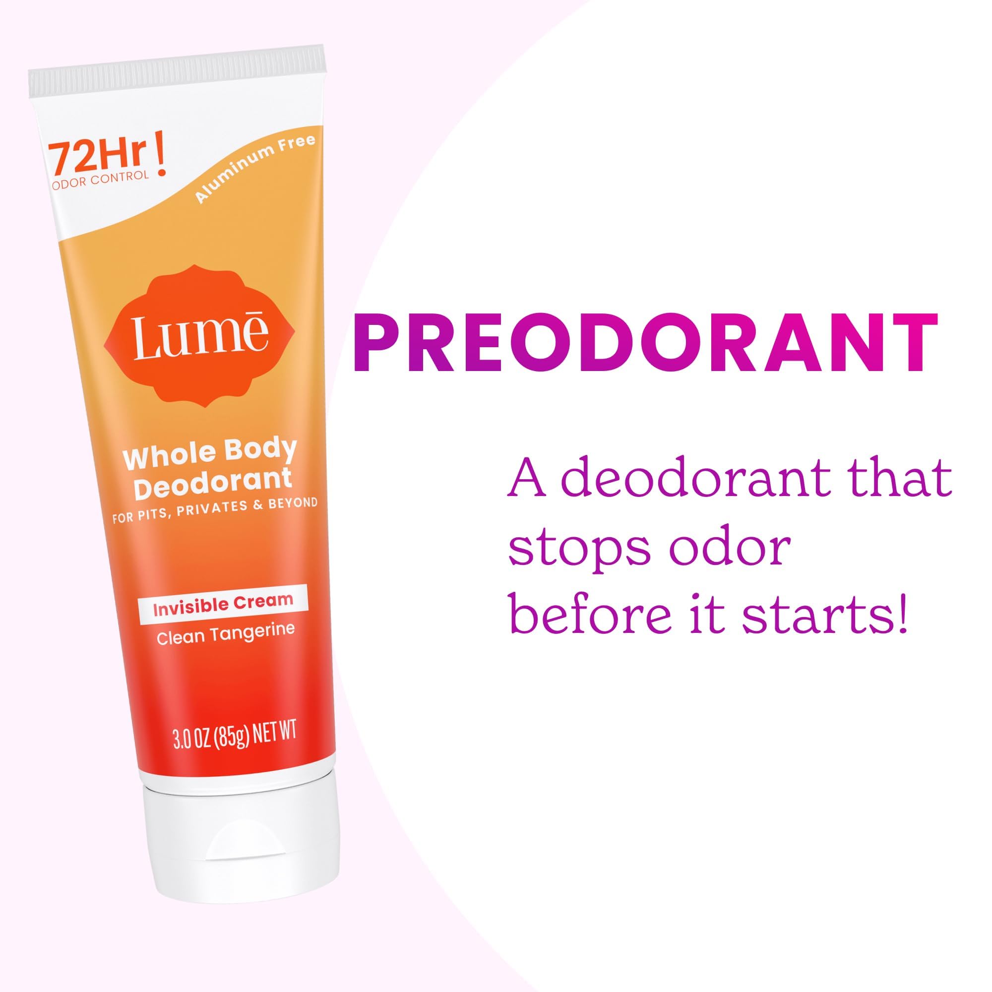 Lume hypoallergenic skin-safe baking soda-free closeup communicates gentle care on sensitive skin