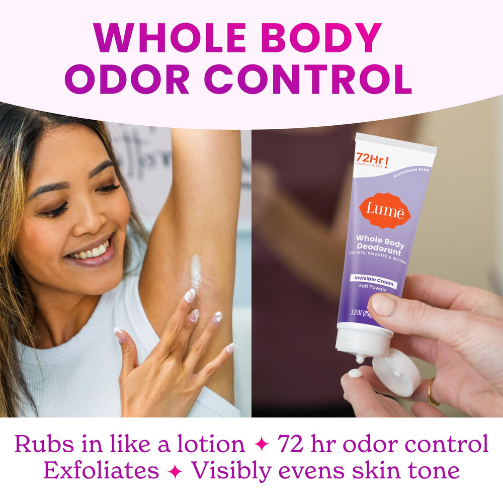 Lume invisible cream rub-in on skin shows lotion-like absorption.