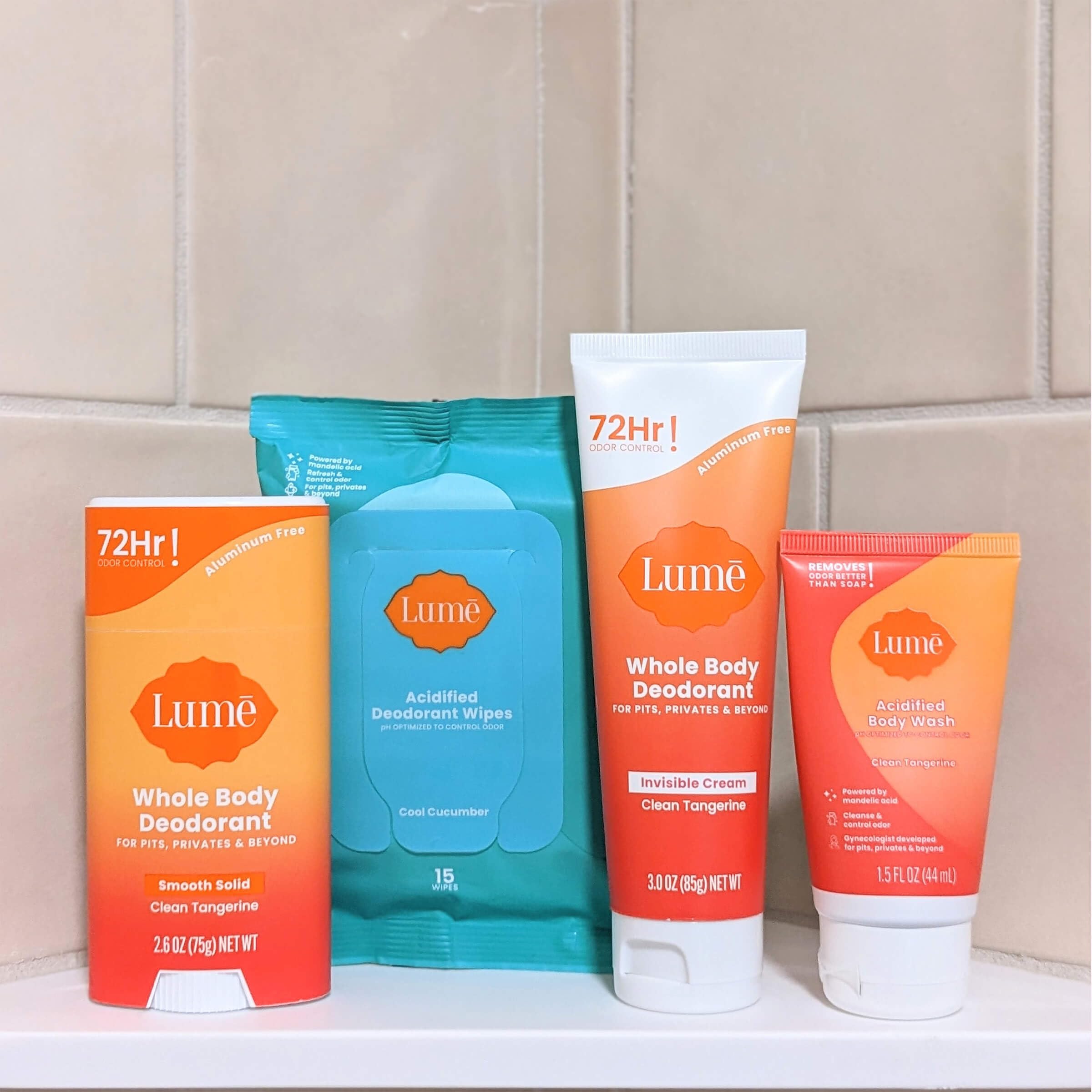 Lume invisible cream tube deodorant close-up for seamless wear.
