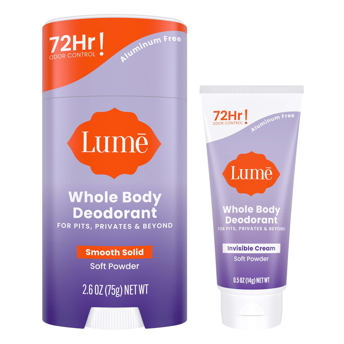 Lume invisible cream tube mini application demonstrates quick odor control on sensitive areas.