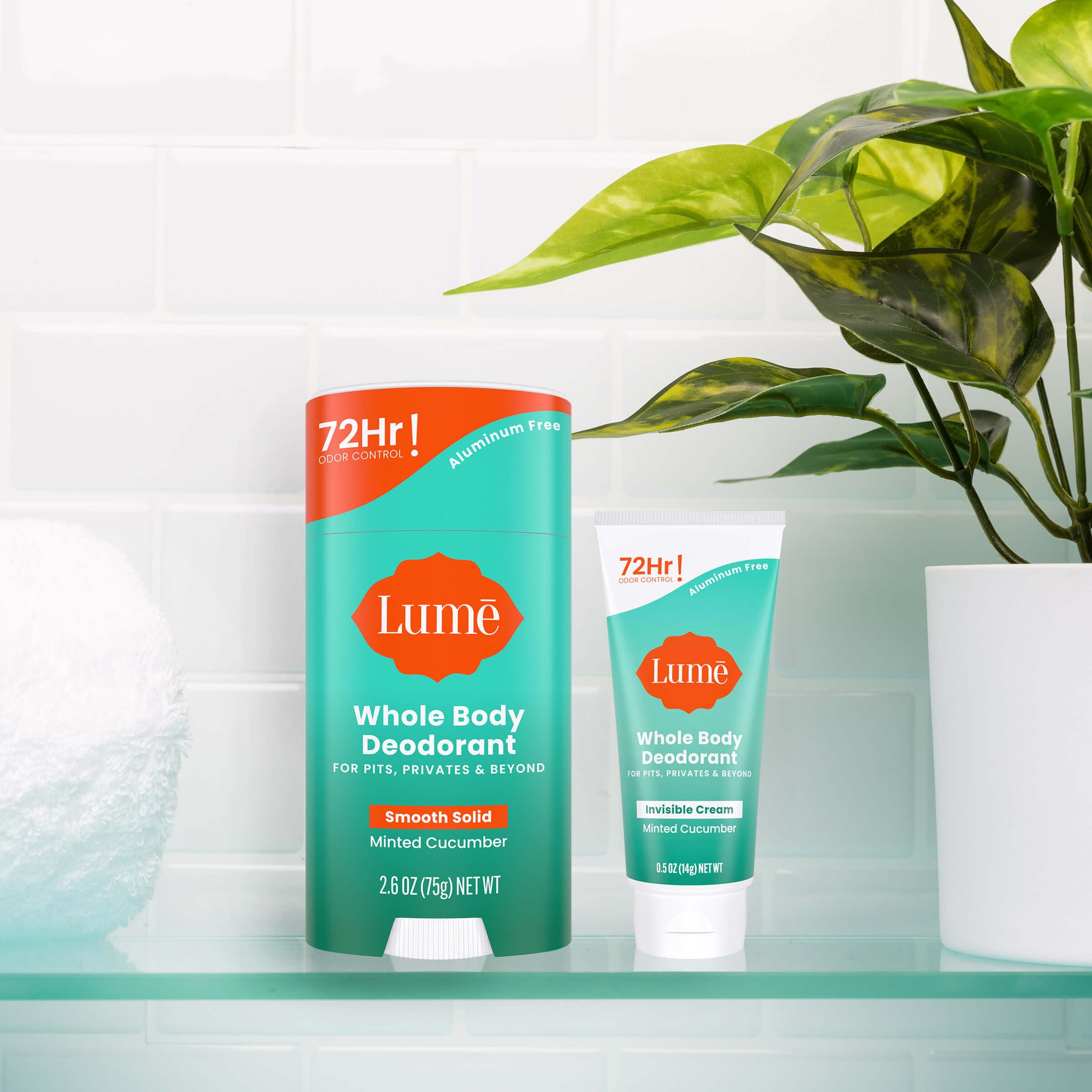 Lume mint cucumber scent closeup conveys refreshing, skin-friendly protection against odor.
