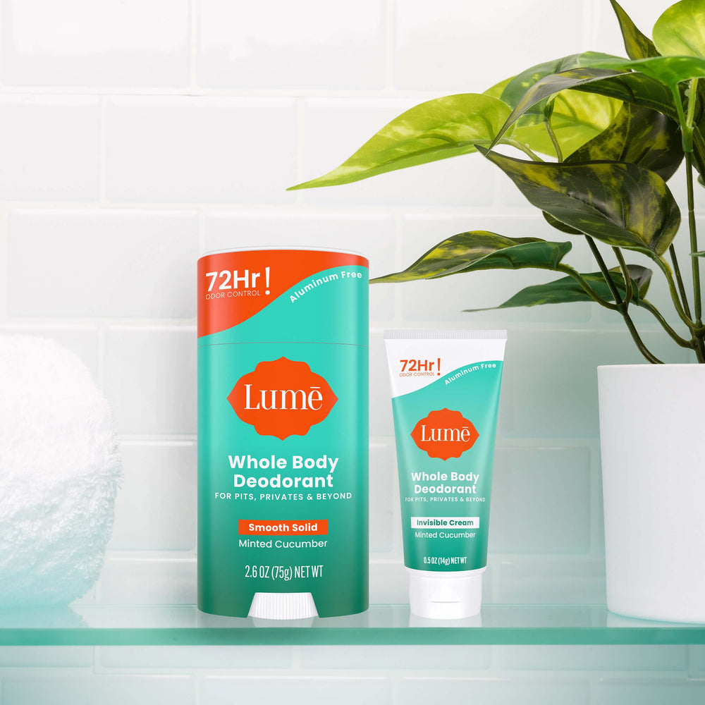 Lume mint cucumber scent closeup conveys refreshing, skin-friendly protection against odor.
