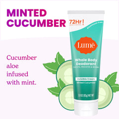 Lume minted cucumber scent close-up—spa-like aroma while applying.