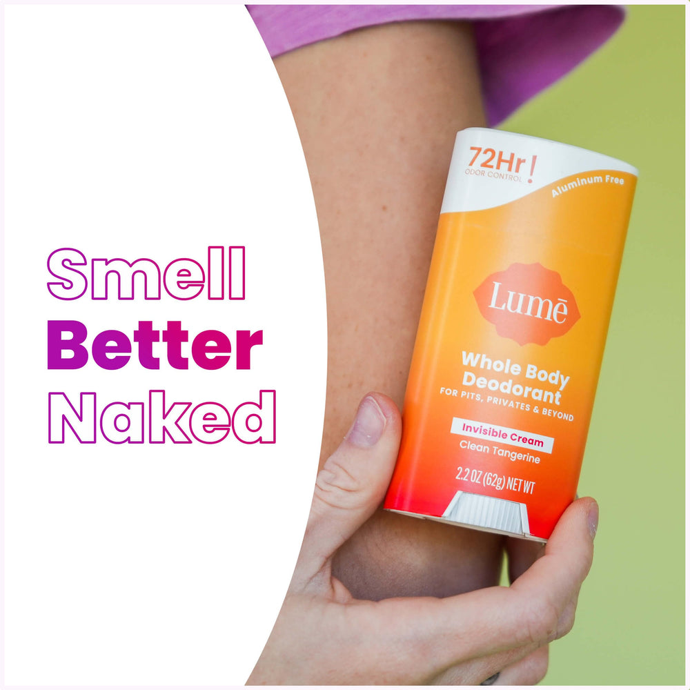 Lume multi-area use image demonstrates odor control for armpits, feet, and more.