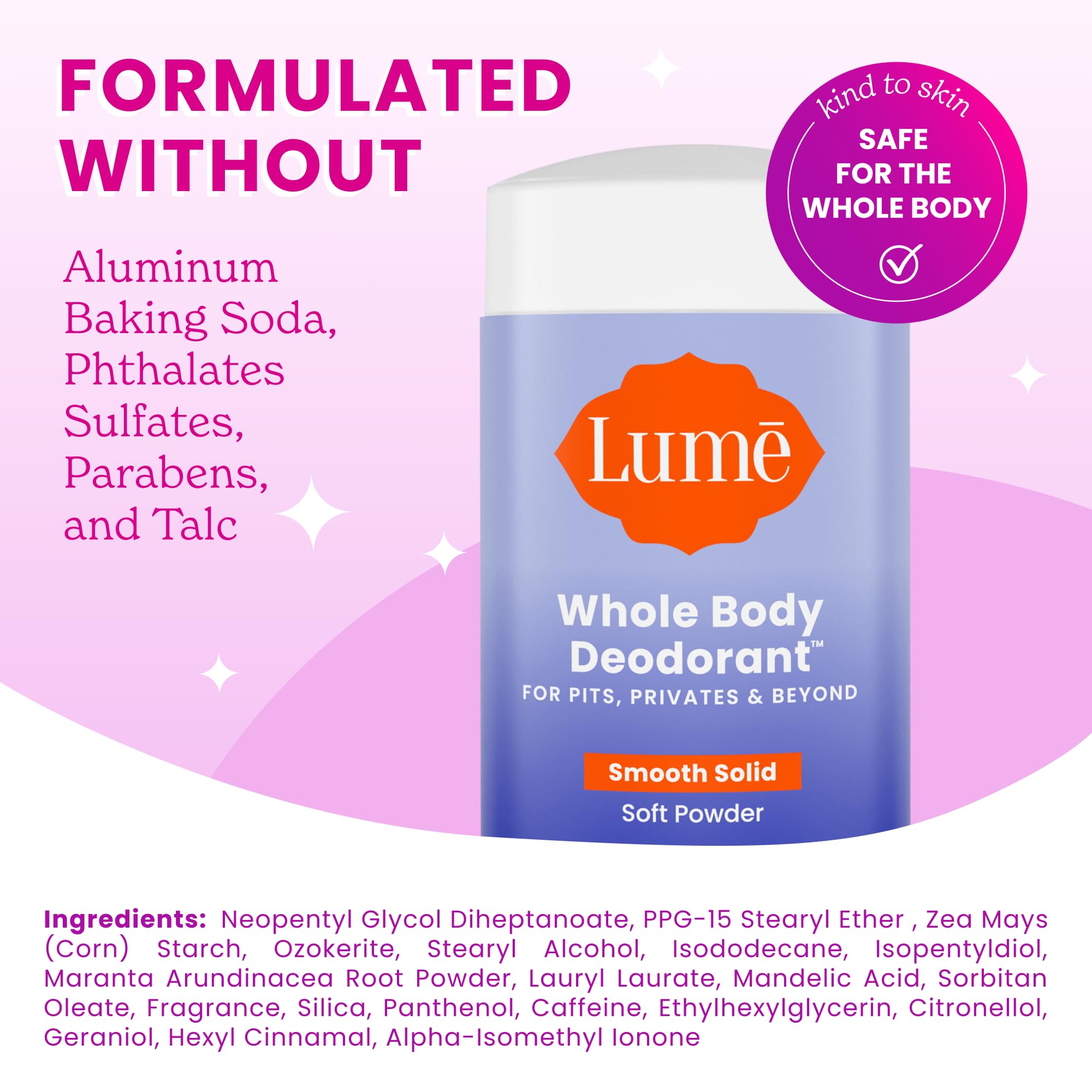 Lume 72-hour odor control feature highlighting long-lasting freshness.