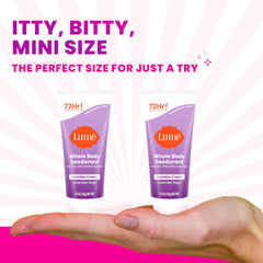 Lume pack-of-2 deodorant travel-size display emphasizes portability for on-the-go freshness.