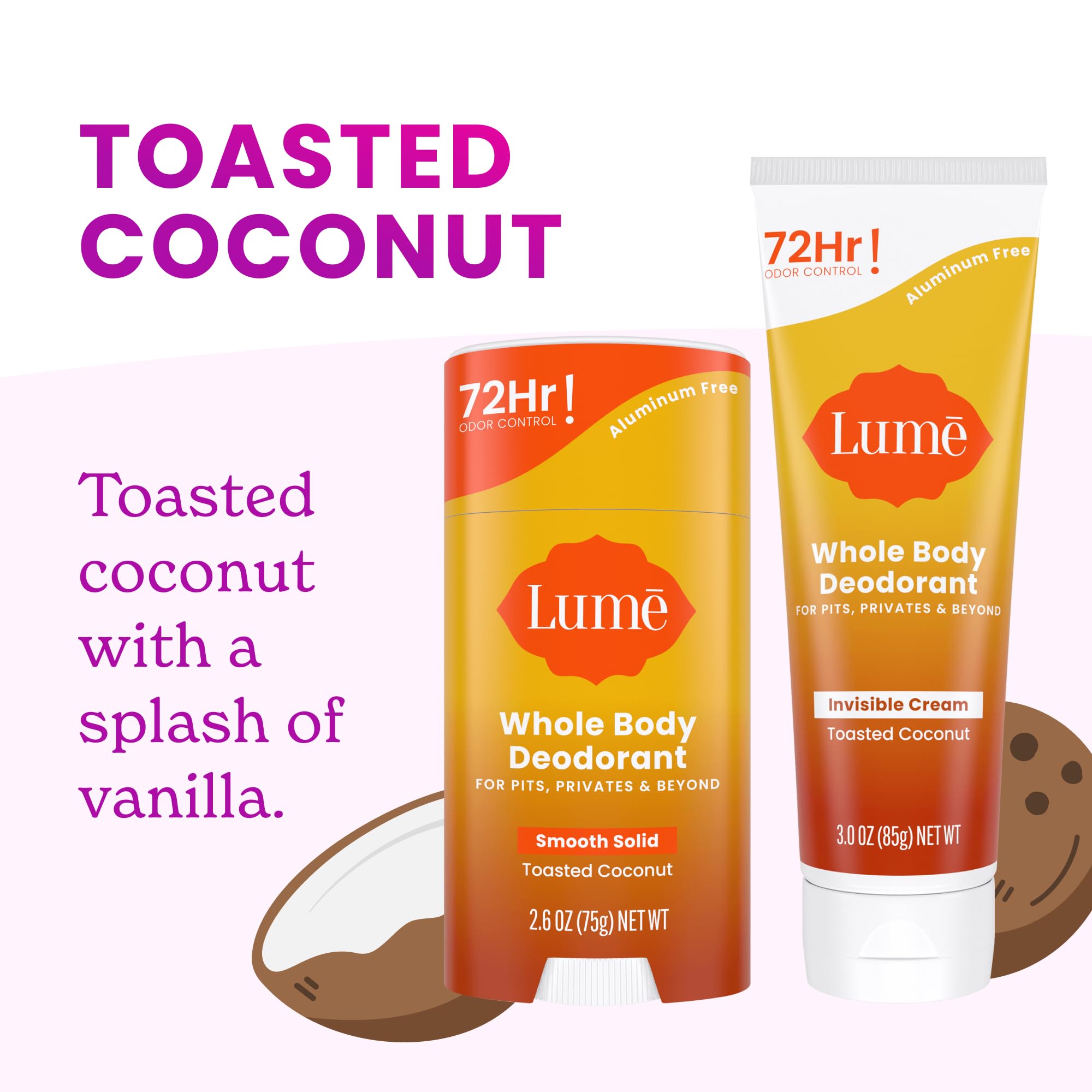 Lume packaging label detail focusing on free-from ingredients.