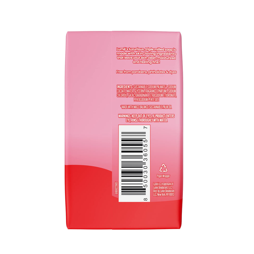 Lume soap is paraben- and phthalate-free for safer external use.