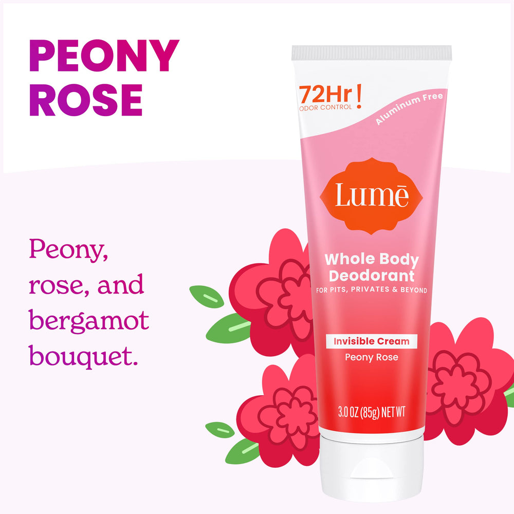 Lume Peony Rose applying at skin folds to target odor-prone areas.