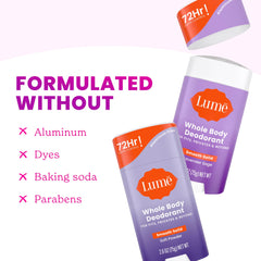 Lume for pits with all-day odor control and skin-friendly ingredients.