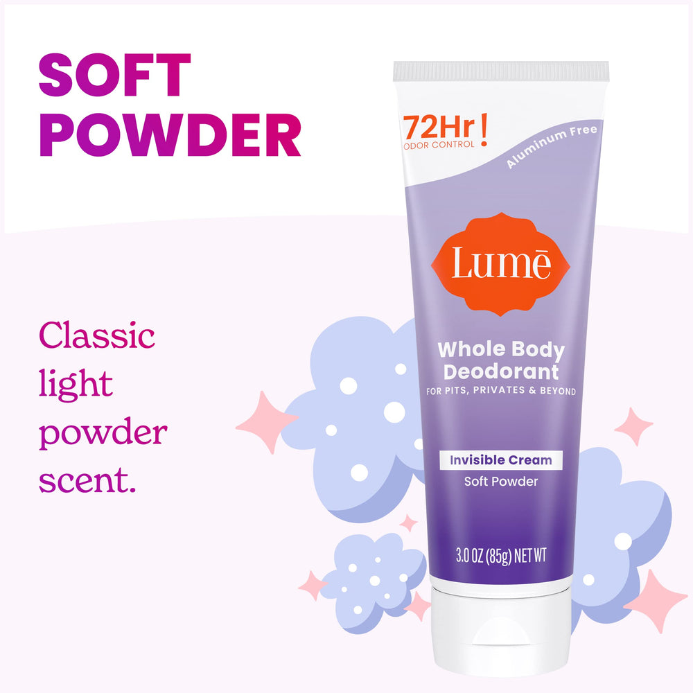 Lume private-area application demonstrating skin-safe use.