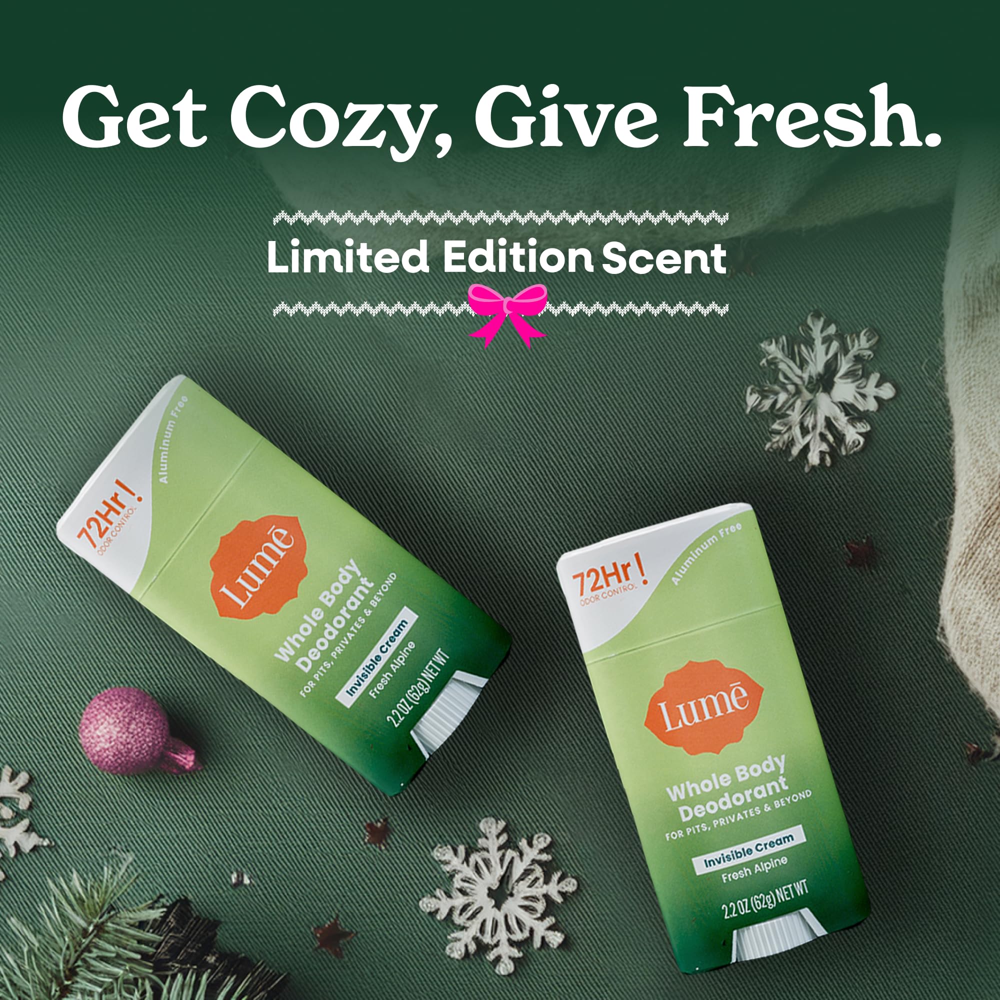Lume skin-safe hypoallergenic graphic confirms safe external use for sensitive areas.