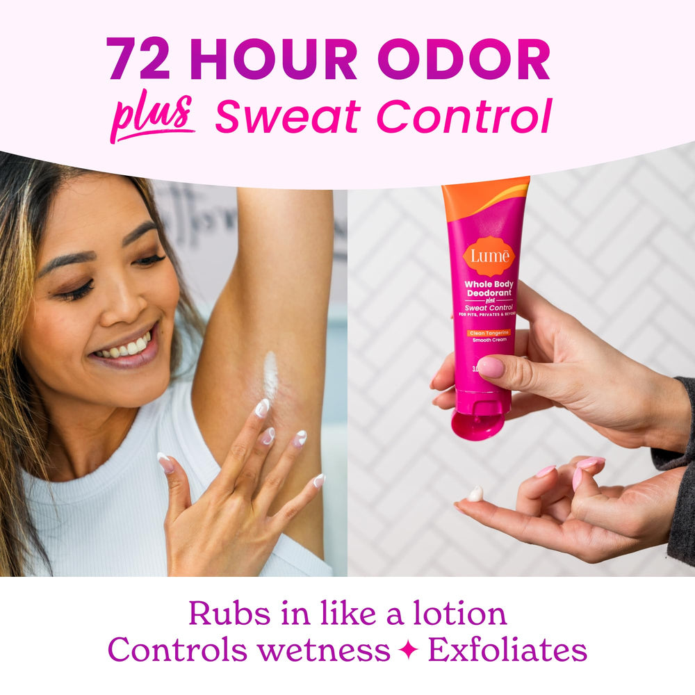 Lume smooth rub-in demonstrates quick absorption for day-long confidence.