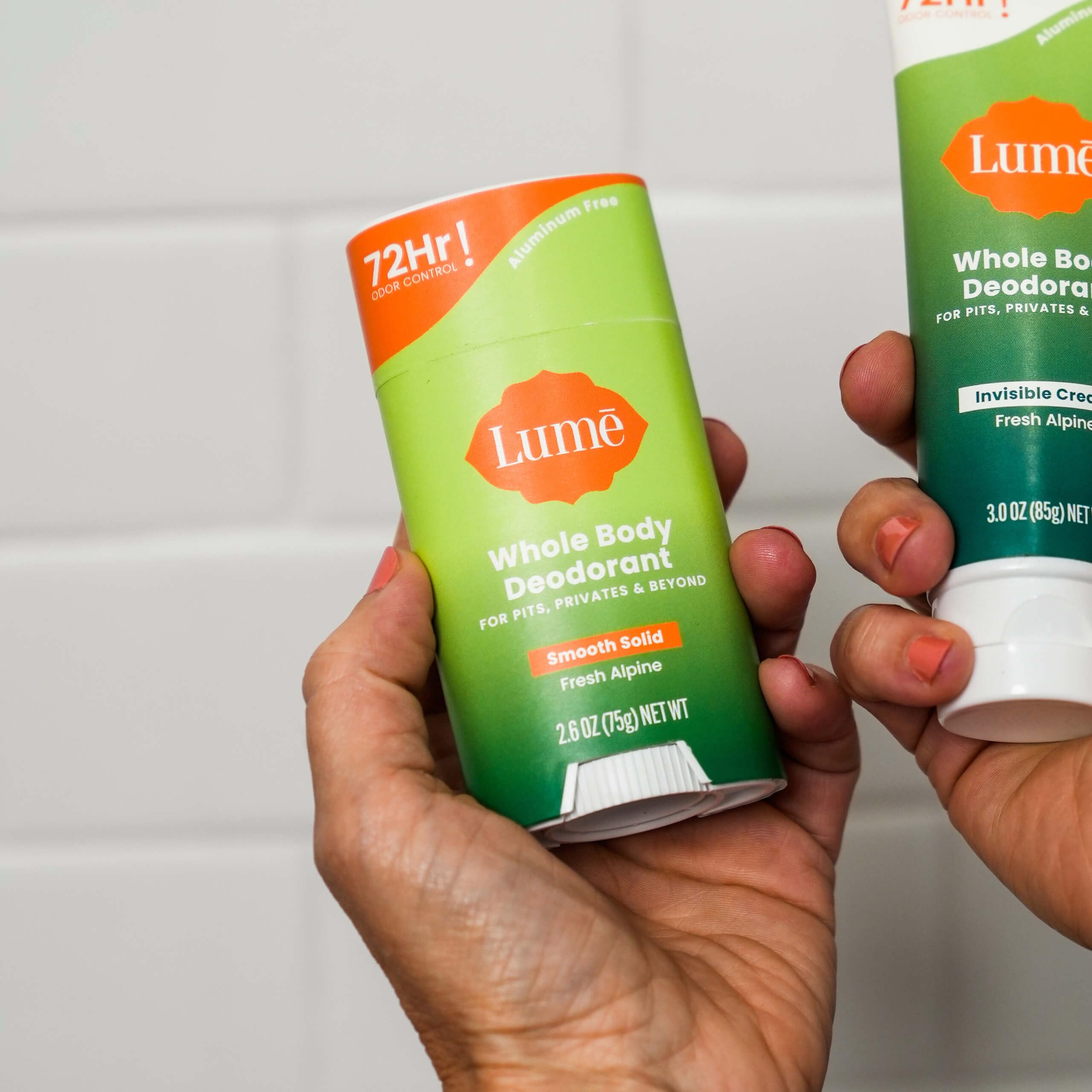 Lume Smooth Solid application glide demonstrates easy, mess-free deodorant application.