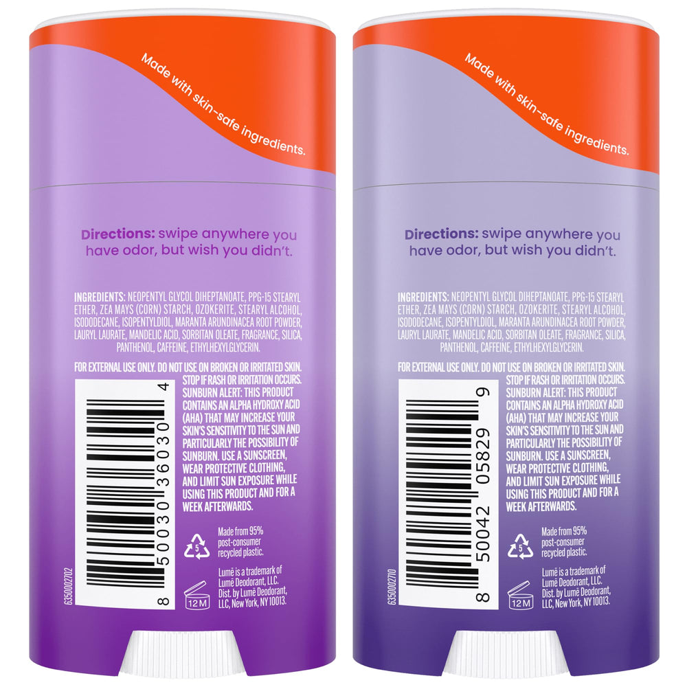 Lume two-scent bundle highlights Soft Powder and Lavender Sage option.