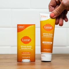 Lume toasted coconut deodorant wipes 15-count for on-the-go freshness.