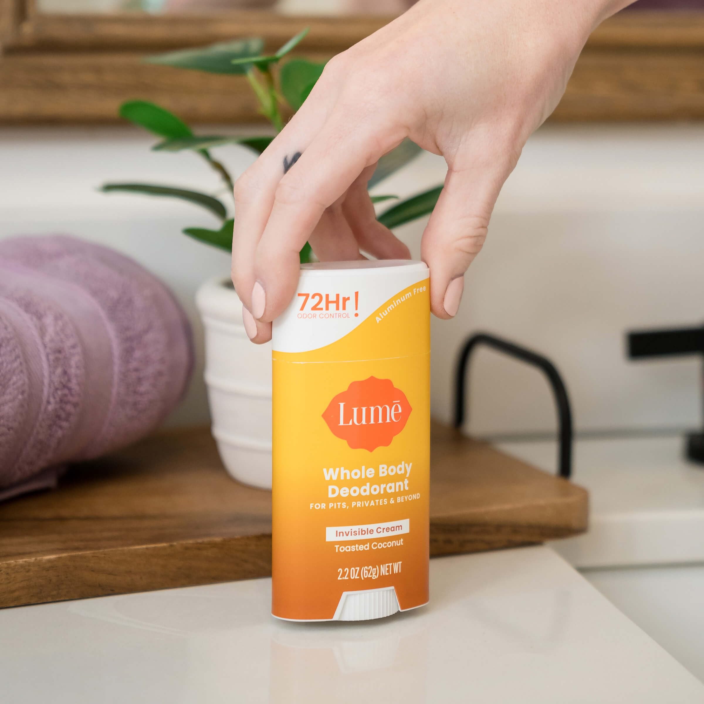 Lume underboob area use for odor control in skin folds.